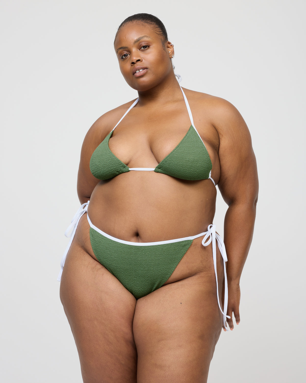 Mini Zera Tie Sides Two-Piece in Juniper/White