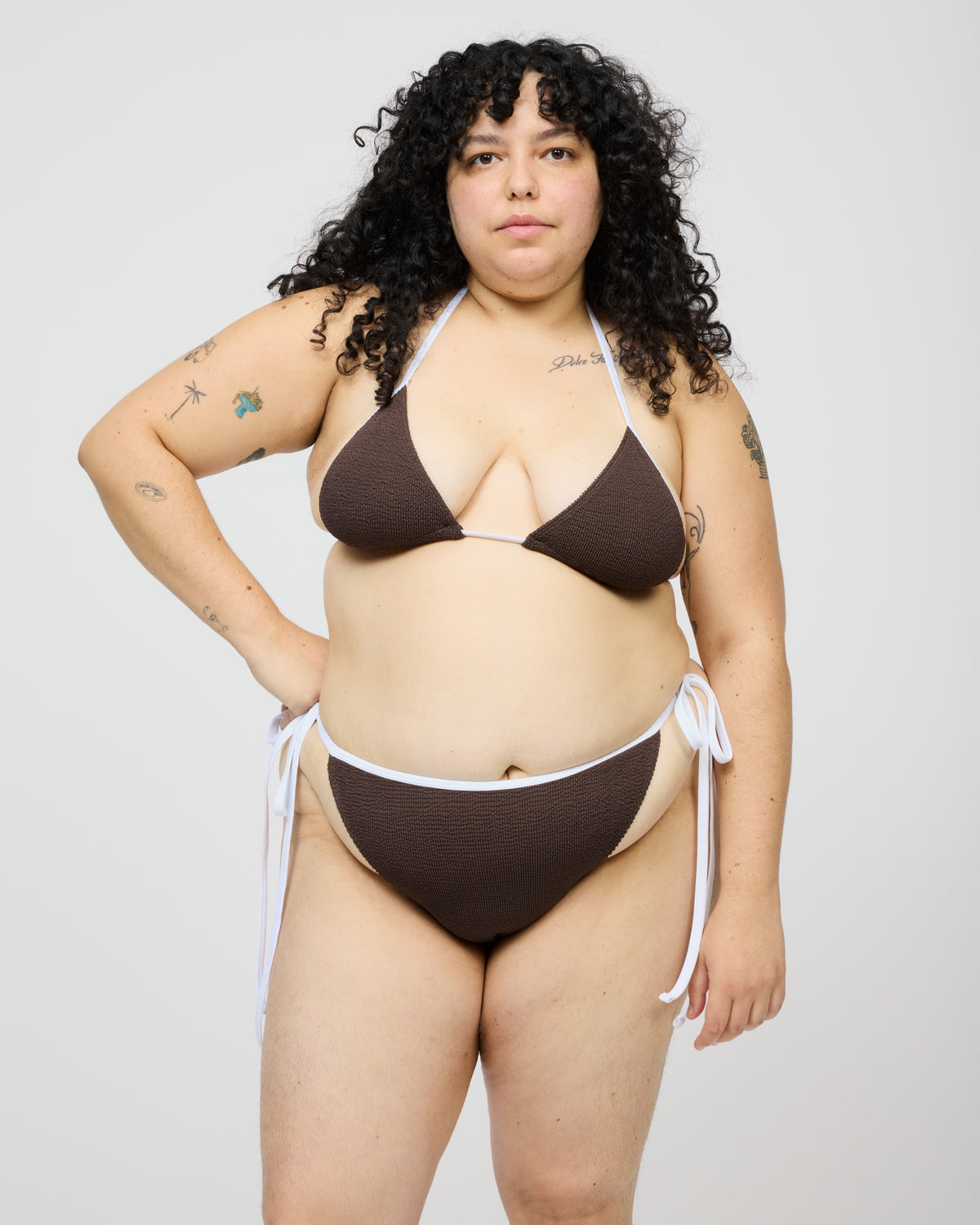 Mini Zera Tie Sides Two-Piece in Espresso/White