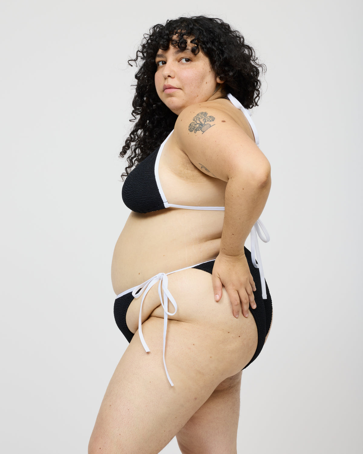 Mini Zera Tie Sides Two-Piece in Espresso/White