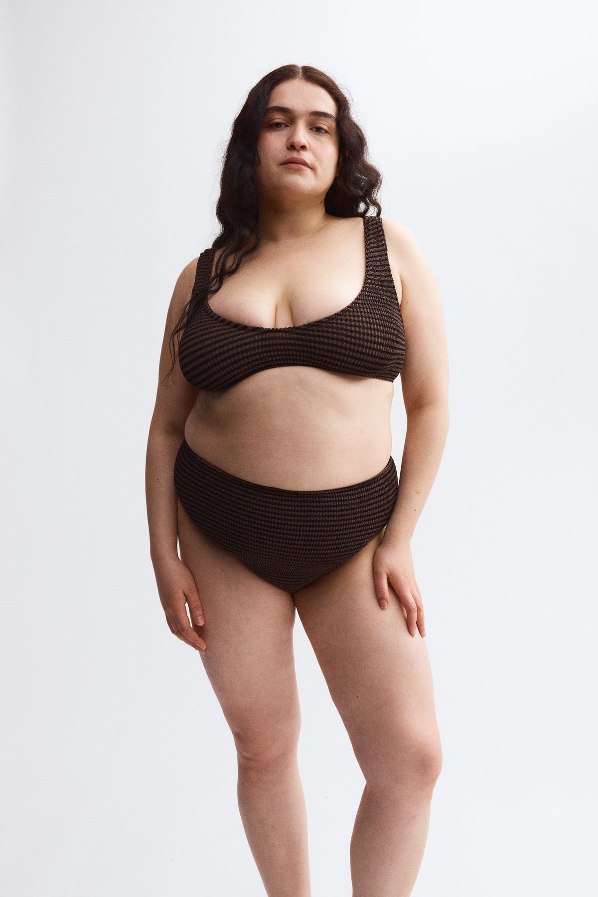 Eva High Waist Two-Piece in Espresso Stripe