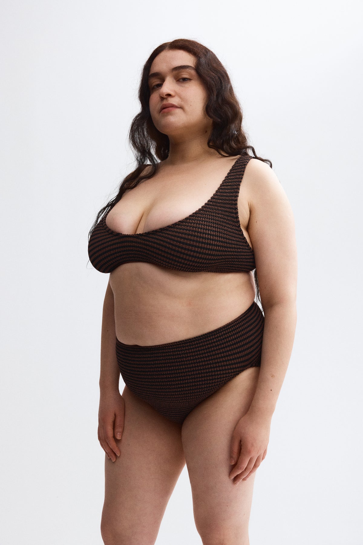 Eva High Waist Two-Piece in Espresso Stripe