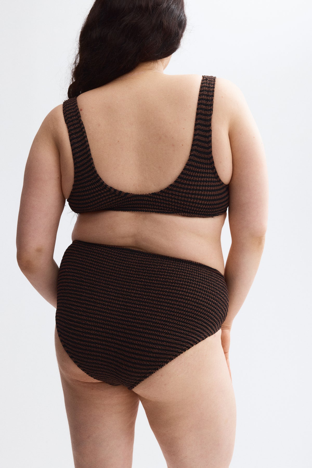 Eva High Waist Two-Piece in Espresso Stripe