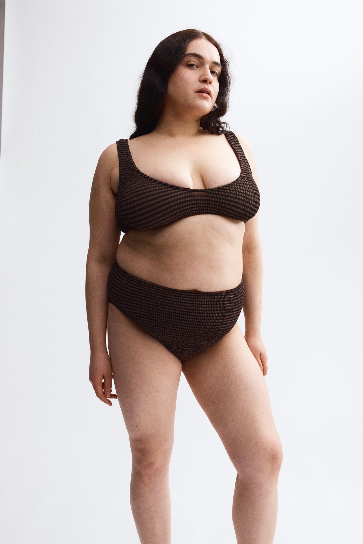 Eva High Waist Two-Piece in Espresso Stripe
