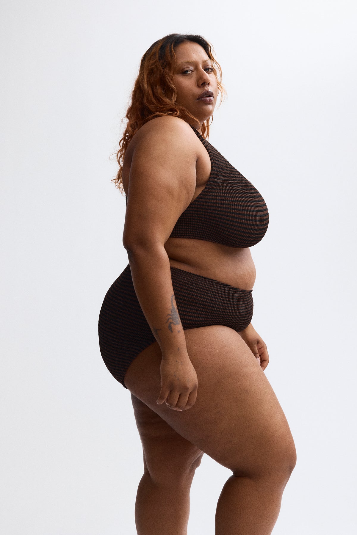 Eva High Waist Two-Piece in Espresso Stripe