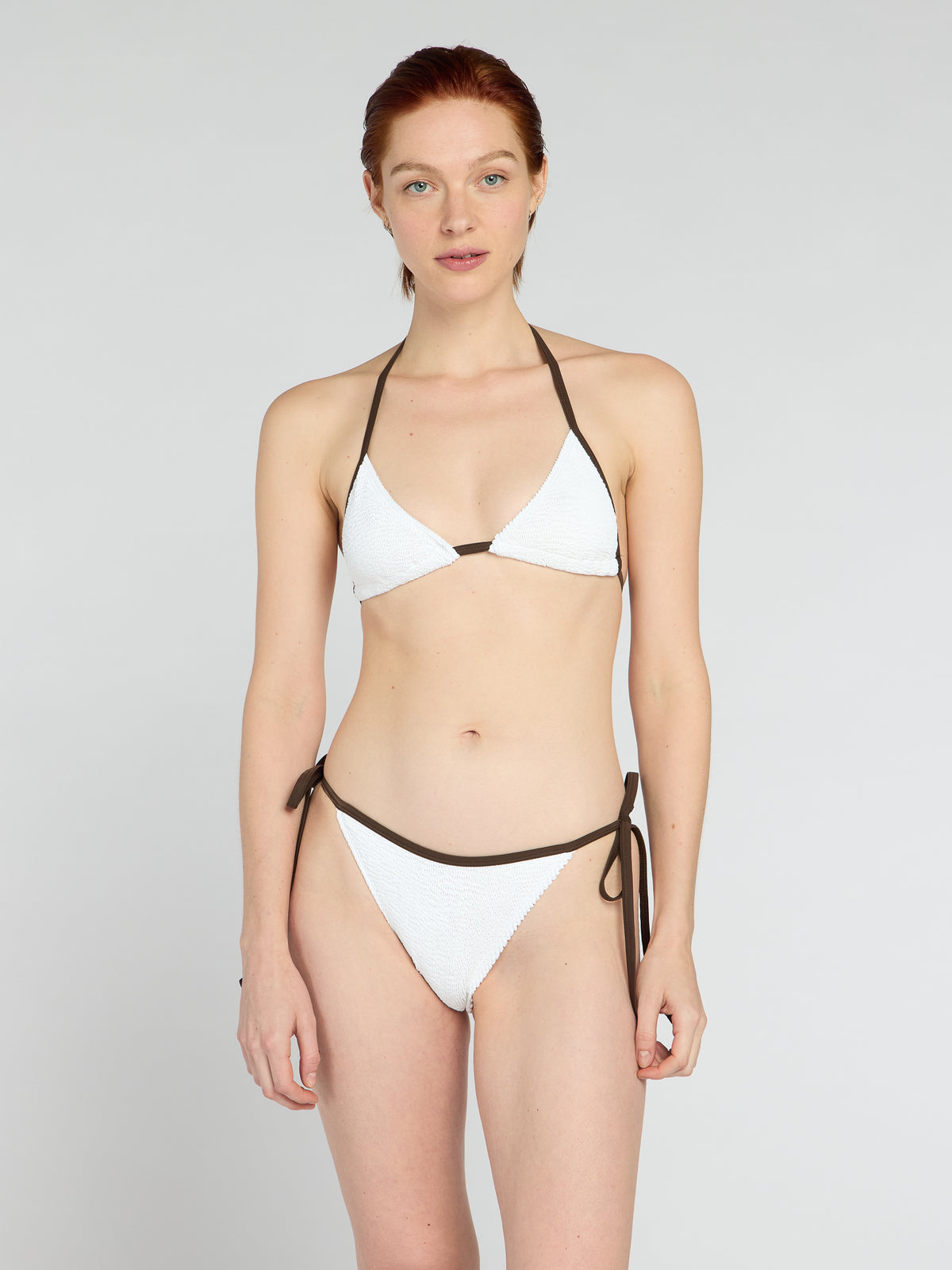 Mini Zera Tie Sides Two-Piece in White/Espresso