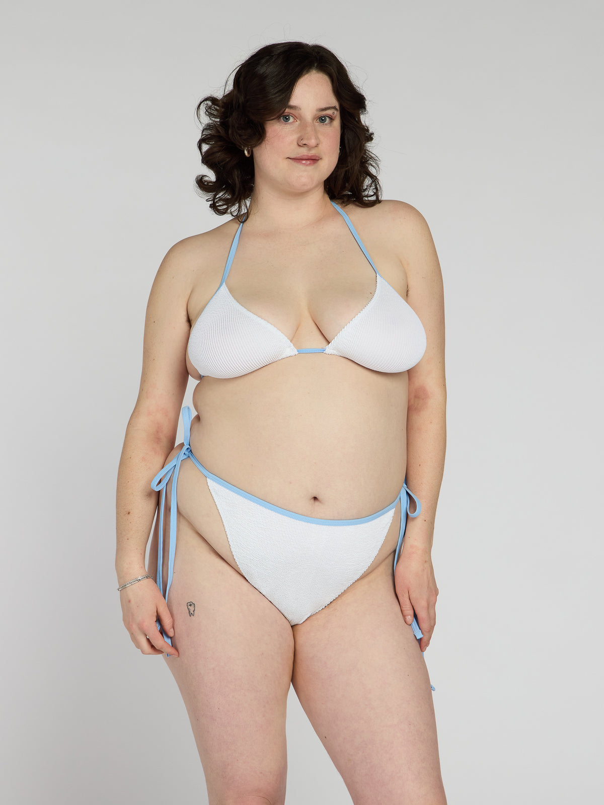 Mini Zera Tie Sides Two-Piece in White/Sky